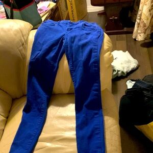 Bright blue ladies skinny jeans